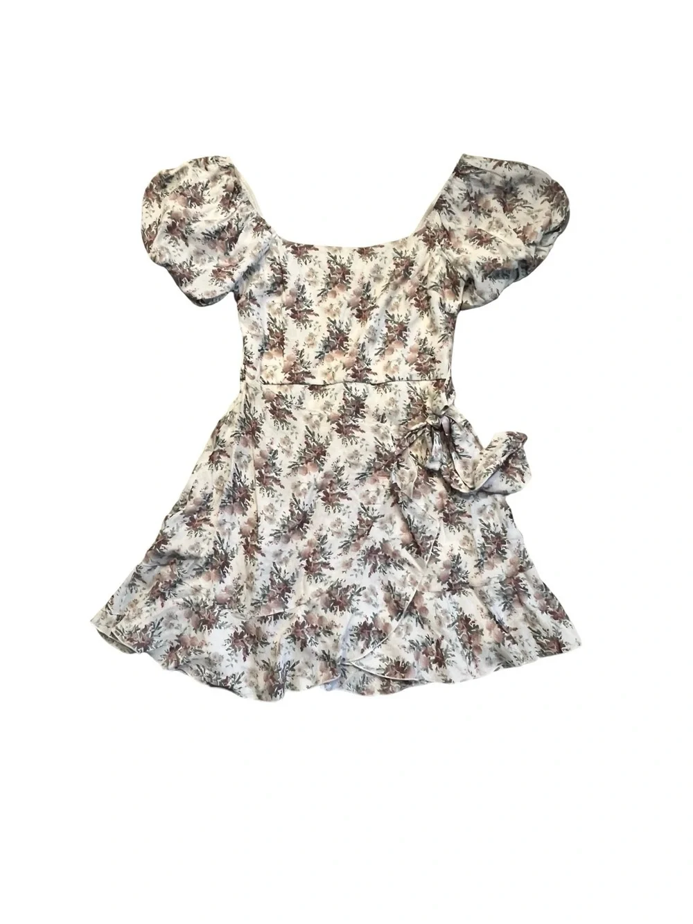 Trixxi Floral Puff Sleeve Wrap Dress Cottagecore Mini Dress Size Small - Picture 2 of 4
